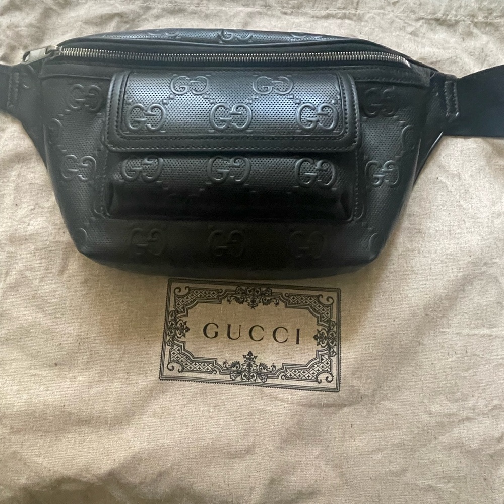 Gucci Black Belt Bag with GG Monogram